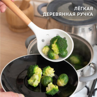 Набор силиконовых кухонных принадлежностей с деревянными ручками 13 в 1, молочный, DASWERK, 608196 Набор силиконовых кухонных принадлежностей с деревянными ручками 13 в 1, молочный, DASWERK, 608196