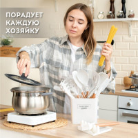 Набор силиконовых кухонных принадлежностей с деревянными ручками 13 в 1, молочный, DASWERK, 608196 Набор силиконовых кухонных принадлежностей с деревянными ручками 13 в 1, молочный, DASWERK, 608196