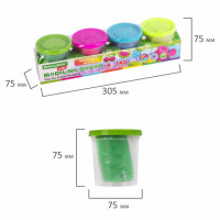 Пластилин-тесто для лепки BRAUBERG KIDS, 4 цвета, 560 г, яркие неоновые цвета, крышки-штампики, 106716 Пластилин-тесто для лепки BRAUBERG KIDS, 4 цвета, 560 г, яркие неоновые цвета, крышки-штампики, 106716