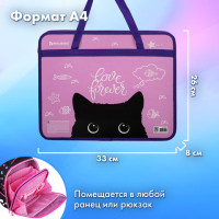 Папка на молнии с ручками BRAUBERG А4, 1 отделение, пластик, 80 мм, "Black Cat", 270122 Папка на молнии с ручками BRAUBERG А4, 1 отделение, пластик, 80 мм, "Black Cat", 270122