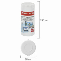 Чистящие салфетки BRAUBERG для LCD (ЖК)-мониторов, сухие и влажные в тубе, 50+50 шт., 510121 Чистящие салфетки BRAUBERG для LCD (ЖК)-мониторов, сухие и влажные в тубе, 50+50 шт., 510121