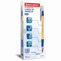 Ручка шариковая масляная с грипом BRAUBERG "i-Rite GT Vanilla", СИНЯЯ, корпус кремовый, узел 1 мм, 143304