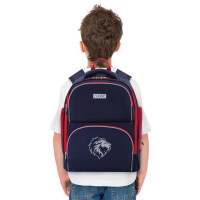 Рюкзак BRAUBERG CLASSIC, легкий каркас, премиум материал, Lion, синий, 37х32х21 см, 228829 Рюкзак BRAUBERG CLASSIC, легкий каркас, премиум материал, Lion, синий, 37х32х21 см, 228829