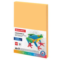 Бумага цветная BRAUBERG, А4, 80 г/м2, 100 л., медиум, оранжевая, для офисной техники, 112457