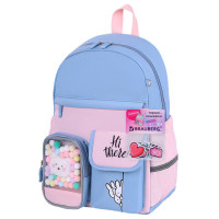 Рюкзак BRAUBERG PASTEL с термонашивками в комплекте, "Friendly bunnies", голубой, 40х29х14 см, 271423 Рюкзак BRAUBERG PASTEL с термонашивками в комплекте, "Friendly bunnies", голубой, 40х29х14 см, 271423
