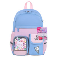 Рюкзак BRAUBERG PASTEL с термонашивками в комплекте, "Friendly bunnies", голубой, 40х29х14 см, 271423 Рюкзак BRAUBERG PASTEL с термонашивками в комплекте, "Friendly bunnies", голубой, 40х29х14 см, 271423