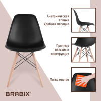 Стулья BRABIX "Eames CF-010", КОМПЛЕКТ 4 шт., пластик черный, опоры дерево/металл, 532631, 2033A Стулья BRABIX "Eames CF-010", КОМПЛЕКТ 4 шт., пластик черный, опоры дерево/металл, 532631, 2033A