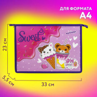 Папка для тетрадей ЮНЛАНДИЯ А4, 1 отделение, пластик, на молнии, "Candy friends", 272139 Папка для тетрадей ЮНЛАНДИЯ А4, 1 отделение, пластик, на молнии, "Candy friends", 272139