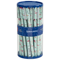 Ручка шариковая BRAUBERG SOFT TOUCH STICK "FLAMINGO", СИНЯЯ, мягкое покрытие, узел 0,7 мм, 143705