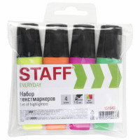 Набор текстовыделителей STAFF "EVERYDAY", 4 шт., АССОРТИ, линия 1-5 мм, 151643