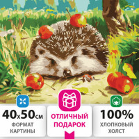 Картина по номерам 40х50 см, ОСТРОВ СОКРОВИЩ "Ежик", на подрамнике, акриловые краски, 3 кисти, 662490 Картина по номерам 40х50 см, ОСТРОВ СОКРОВИЩ "Ежик", на подрамнике, акриловые краски, 3 кисти, 662490