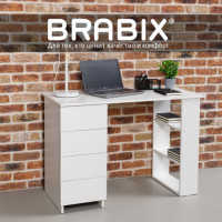 Стол письменный/компьютерный BRABIX "Scandi CD-016", 1100х500х750 мм, 4 ящика, белый, 641891, ЦБ013707-1 Стол письменный/компьютерный BRABIX "Scandi CD-016", 1100х500х750 мм, 4 ящика, белый, 641891, ЦБ013707-1