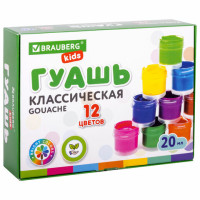 Гуашь BRAUBERG KIDS "NEW", 12 цветов по 20 мл, 192369 Гуашь BRAUBERG KIDS "NEW", 12 цветов по 20 мл, 192369