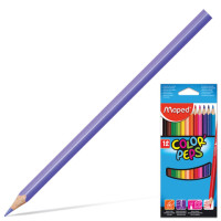 Карандаши цветные MAPED (Франция) "Color Pep's", 12 цветов, трехгранные, заточенные, европодвес, 183212