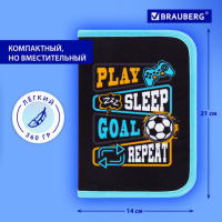 Пенал BRAUBERG с наполнением, 1 отделение, 1 откидная планка, 24 предмета, 21х14 см, "Play sleep repeat", 272353 Пенал BRAUBERG с наполнением, 1 отделение, 1 откидная планка, 24 предмета, 21х14 см, "Play sleep repeat", 272353