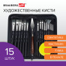 Кисти художественные набор 15 шт. + мастихин, в пенале, черные, синтетика, BRAUBERG ART DEBUT, 201043 Кисти художественные набор 15 шт. + мастихин, в пенале, черные, синтетика, BRAUBERG ART DEBUT, 201043