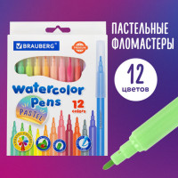 Фломастеры пастельные 12 цветов, вентилируемый колпачок BRAUBERG "PREMIUM", картонная коробка, 152197 Фломастеры пастельные 12 цветов, вентилируемый колпачок BRAUBERG "PREMIUM", картонная коробка, 152197