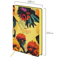 Ежедневник датированный 2024 А5 138x213 мм BRAUBERG "Vista", под кожу, гибкий, Flower delight, 114950
