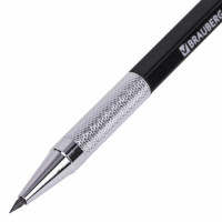 Карандаш механический цанговый 2 мм + грифели HB 12 штук на блистере, BRAUBERG "METALLIC-X 20", металлические детали, 181967