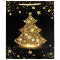 Пакет подарочный новогодний 26,5x12,7x33 см ЗОЛОТАЯ СКАЗКА "Midnight Christmas Tree", глиттер, 608230