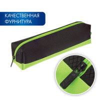 Пенал-косметичка BRAUBERG, мягкий, "Black&Bright", черно-зеленый, 21х5х5 см, 229005 Пенал-косметичка BRAUBERG, мягкий, "Black&Bright", черно-зеленый, 21х5х5 см, 229005