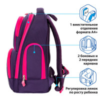 Рюкзак BRAUBERG CLASSIC, легкий каркас, премиум материал, Graceful cat, фиолетовый, 37х32х21 см, 270087 Рюкзак BRAUBERG CLASSIC, легкий каркас, премиум материал, Graceful cat, фиолетовый, 37х32х21 см, 270087