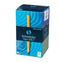 Ручка шариковая SCHNEIDER (Германия) "Tops 505 F", СИНЯЯ, корпус желтый, узел 0,8 мм, линия письма 0,4 мм, 150503