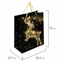 Пакет подарочный новогодний 26,5x12,7x33 см ЗОЛОТАЯ СКАЗКА "Midnight Deer", фольга, 608231 Пакет подарочный новогодний 26,5x12,7x33 см ЗОЛОТАЯ СКАЗКА "Midnight Deer", фольга, 608231
