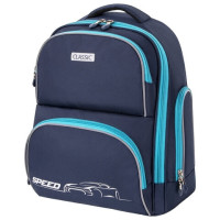 Рюкзак BRAUBERG CLASSIC, легкий каркас, премиум материал, Speed, синий, 37х32х21 см, 270088 Рюкзак BRAUBERG CLASSIC, легкий каркас, премиум материал, Speed, синий, 37х32х21 см, 270088