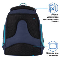 Рюкзак BRAUBERG CLASSIC, легкий каркас, премиум материал, Speed, синий, 37х32х21 см, 270088 Рюкзак BRAUBERG CLASSIC, легкий каркас, премиум материал, Speed, синий, 37х32х21 см, 270088