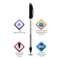 Ручка шариковая масляная BRAUBERG "Rite-Oil", ЧЕРНАЯ, корпус прозрачный, узел 0,7 мм, линия письма 0,35 мм, 142147 Ручка шариковая масляная BRAUBERG "Rite-Oil", ЧЕРНАЯ, корпус прозрачный, узел 0,7 мм, линия письма 0,35 мм, 142147