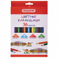 Карандаши цветные ПИФАГОР "Веселая такса", 36 цветов, классические, заточенные, 181809 Карандаши цветные ПИФАГОР "Веселая такса", 36 цветов, классические, заточенные, 181809