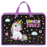 Папка на молнии с ручками ЮНЛАНДИЯ А4, 1 отделение, пластик, ширина 45 мм, "Magic unicorn", 270944 Папка на молнии с ручками ЮНЛАНДИЯ А4, 1 отделение, пластик, ширина 45 мм, "Magic unicorn", 270944