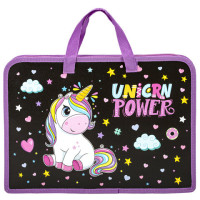 Папка на молнии с ручками ЮНЛАНДИЯ А4, 1 отделение, пластик, ширина 45 мм, "Magic unicorn", 270944 Папка на молнии с ручками ЮНЛАНДИЯ А4, 1 отделение, пластик, ширина 45 мм, "Magic unicorn", 270944