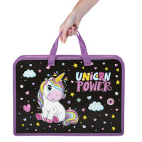Папка на молнии с ручками ЮНЛАНДИЯ А4, 1 отделение, пластик, ширина 45 мм, "Magic unicorn", 270944 Папка на молнии с ручками ЮНЛАНДИЯ А4, 1 отделение, пластик, ширина 45 мм, "Magic unicorn", 270944