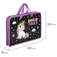 Папка на молнии с ручками ЮНЛАНДИЯ А4, 1 отделение, пластик, ширина 45 мм, "Magic unicorn", 270944 Папка на молнии с ручками ЮНЛАНДИЯ А4, 1 отделение, пластик, ширина 45 мм, "Magic unicorn", 270944