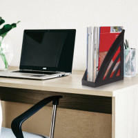 Лоток вертикальный для бумаг BRAUBERG "Office style", 245х90х285 мм, черный, 237278
