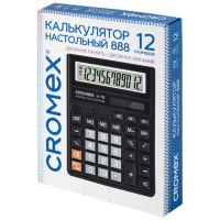 Калькулятор настольный CROMEX 888 (185x145 мм), 12 разрядов, ЧЕРНЫЙ, 271728