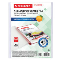 Папки-файлы перфорированные А4 BRAUBERG, КОМПЛЕКТ 200 шт., ПЛОТНЫЕ, матовые, 45 мкм, 229662 Папки-файлы перфорированные А4 BRAUBERG, КОМПЛЕКТ 200 шт., ПЛОТНЫЕ, матовые, 45 мкм, 229662