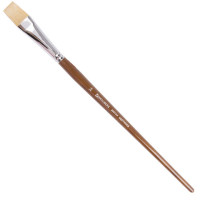 Кисть художественная профессиональная BRAUBERG ART "CLASSIC", щетина, плоская, № 24, длинная ручка, 200724