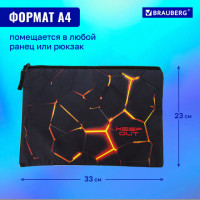 Папка для тетрадей BRAUBERG А4, 1 отделение, полиэстер, на молнии, с ручкой, "Keep out", 270942 Папка для тетрадей BRAUBERG А4, 1 отделение, полиэстер, на молнии, с ручкой, "Keep out", 270942