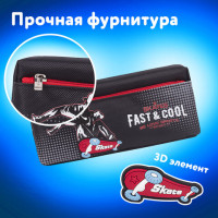 Пенал ЮНЛАНДИЯ, 2 отделения, полиэстер, "Skate", черный, 21х6х9 см, 270276 Пенал ЮНЛАНДИЯ, 2 отделения, полиэстер, "Skate", черный, 21х6х9 см, 270276