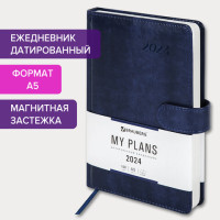 Ежедневник датированный 2024 А5 138x213 мм BRAUBERG "Legend", под кожу, магнитная застежка, синий, 114861 Ежедневник датированный 2024 А5 138x213 мм BRAUBERG "Legend", под кожу, магнитная застежка, синий, 114861