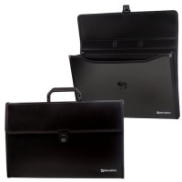 Портфель пластиковый BRAUBERG "Президент", А4 (390х260х40 мм), 3 отделения, с окантовкой, черный, РОССИЯ, 226022