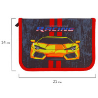 Пенал BRAUBERG с наполнением, 1 отделение, 1 откидная планка, 24 предмета, 21х14 см, "Yellow car", 229292 Пенал BRAUBERG с наполнением, 1 отделение, 1 откидная планка, 24 предмета, 21х14 см, "Yellow car", 229292