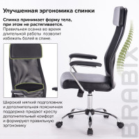 Кресло офисное BRABIX "Flight EX-540", хром, экокожа, сетка, черное, 531850