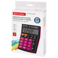 Калькулятор настольный BRAUBERG ULTRA COLOR-12-BKWR (192x143 мм), 12 разрядов, двойное питание, ЧЕРНО-МАЛИНОВЫЙ, 250500 Калькулятор настольный BRAUBERG ULTRA COLOR-12-BKWR (192x143 мм), 12 разрядов, двойное питание, ЧЕРНО-МАЛИНОВЫЙ, 250500