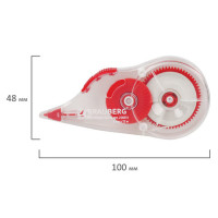 Корректирующая лента BRAUBERG 5 мм х 12 м, корпус прозрачный, с подкручиванием, блистер, 226814