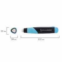 Ластик выдвижной BRAUBERG "Blaster", 112х21х24мм, белый, пластиковый держатель ассорти, 223593