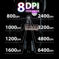 Мышь проводная игровая SONNEN Q10, 7 кнопок, 6400 dpi, LED-подсветка, черная, 513522